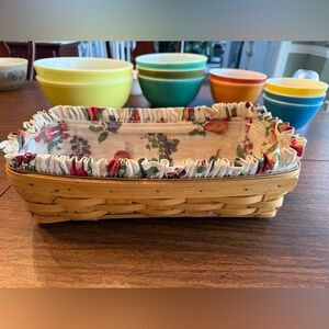 Longaberger Basket with Floral Liner and Plastic Liner